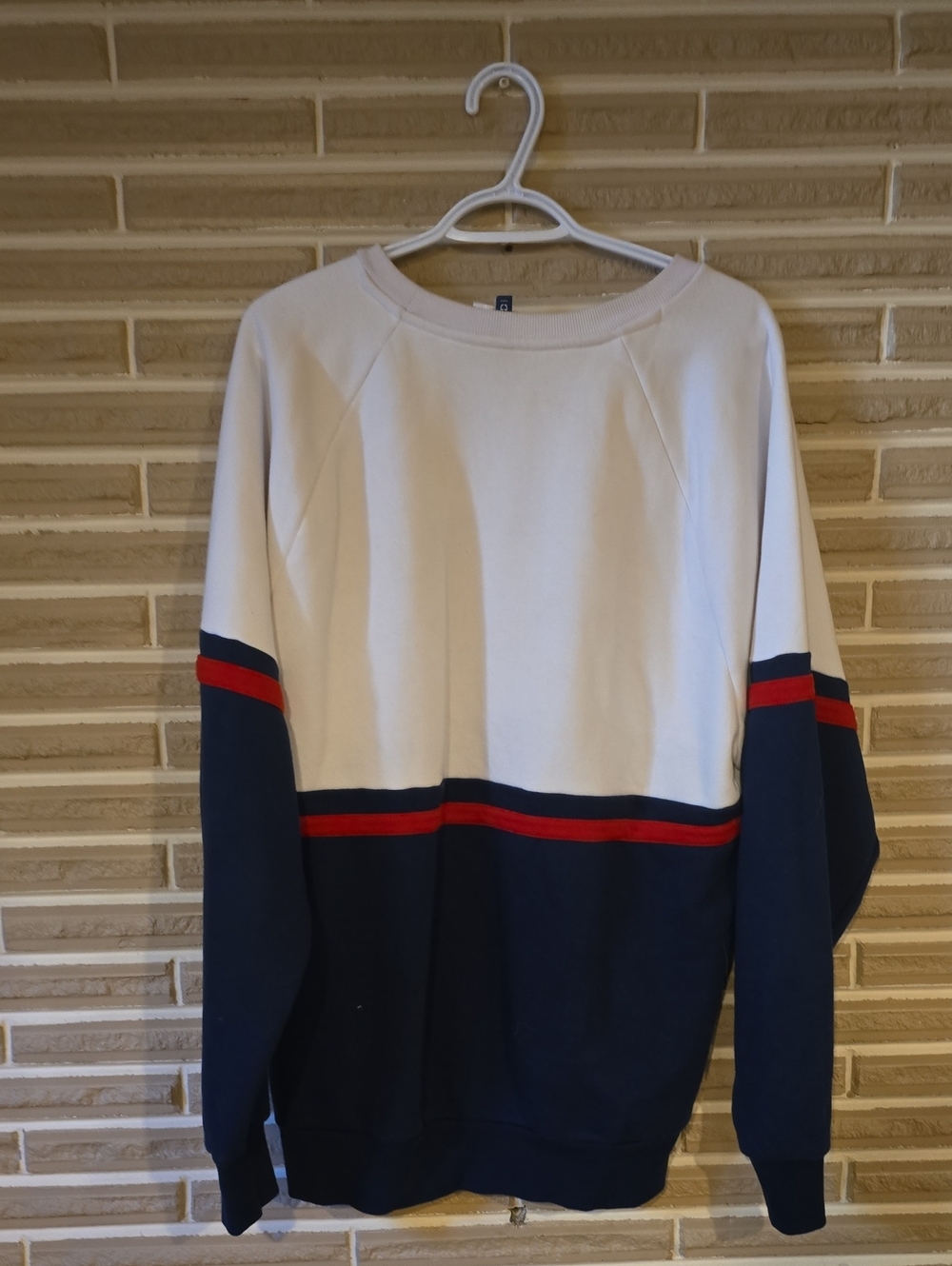 Divided Men's White, Navy & Red Colorblock Crewneck Sweater